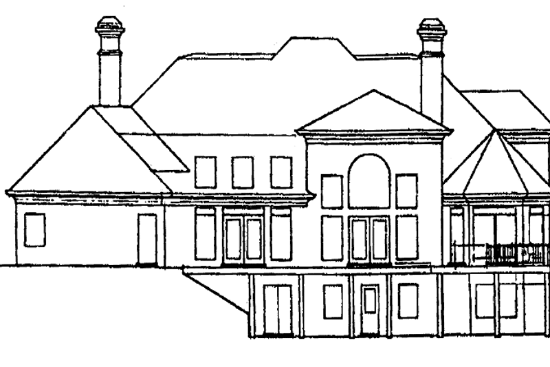 Home Plan - Exterior - Rear Elevation for European House Plan #429-111 - 4 bed, 3.5 bath