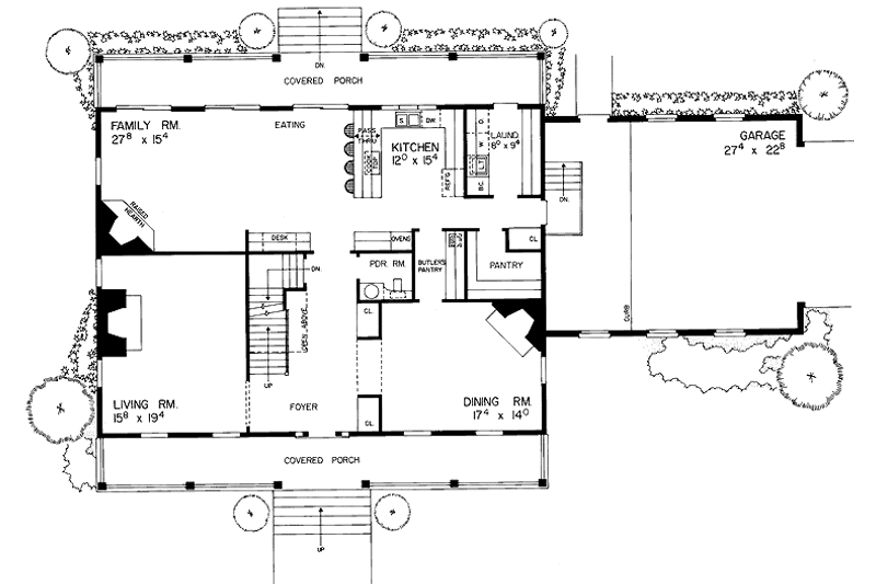 Home Plan - Floor Plan - Main Floor for Colonial House Plan #72-699 - 4 bed, 3.5 bath