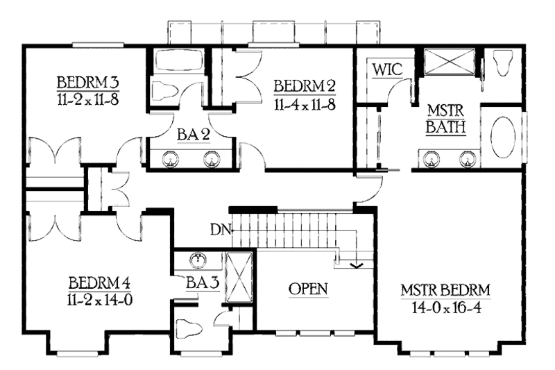 Dream House Plan - Floor Plan - Upper Floor for Craftsman House Plan #132-400 - 4 bed, 3.5 bath