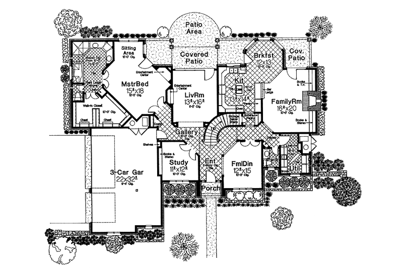House Blueprint - Floor Plan - Main Floor for Country House Plan #310-1094 - 4 bed, 3.5 bath