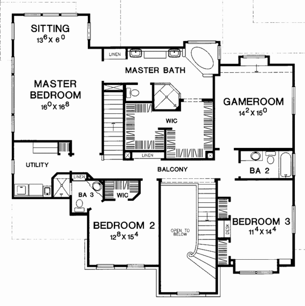 House Blueprint - Colonial Floor Plan - Upper Floor Plan #472-297