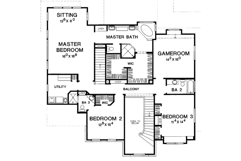 Architectural House Design - Floor Plan - Upper Floor for Colonial House Plan #472-297 - 4 bed, 4 bath