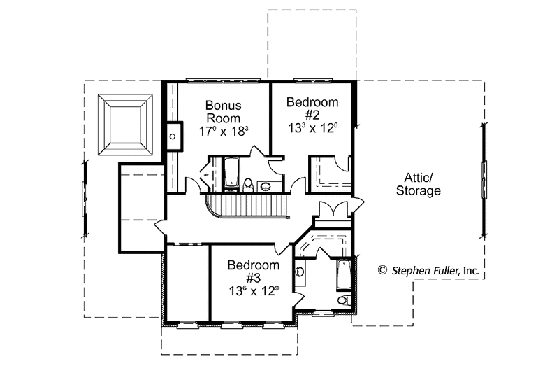 Home Plan - Floor Plan - Upper Floor for Colonial House Plan #429-401 - 3 bed, 3.5 bath