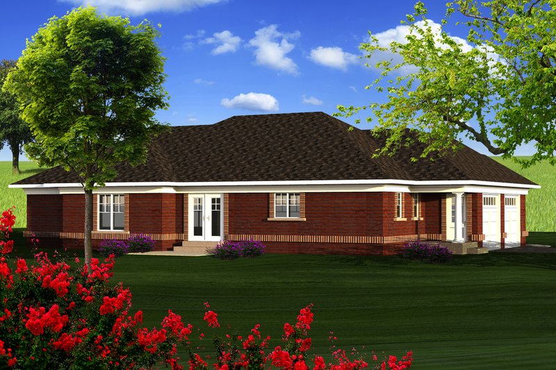 Home Plan - Exterior - Rear Elevation for Ranch House Plan #70-1165 - 3 bed, 2 bath