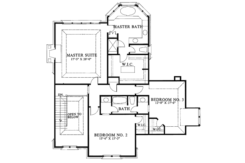 Home Plan - Floor Plan - Upper Floor for Colonial House Plan #429-99 - 3 bed, 3 bath