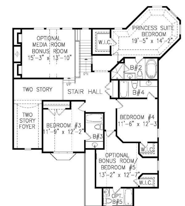 House Plan Design - Traditional Floor Plan - Upper Floor Plan #54-330