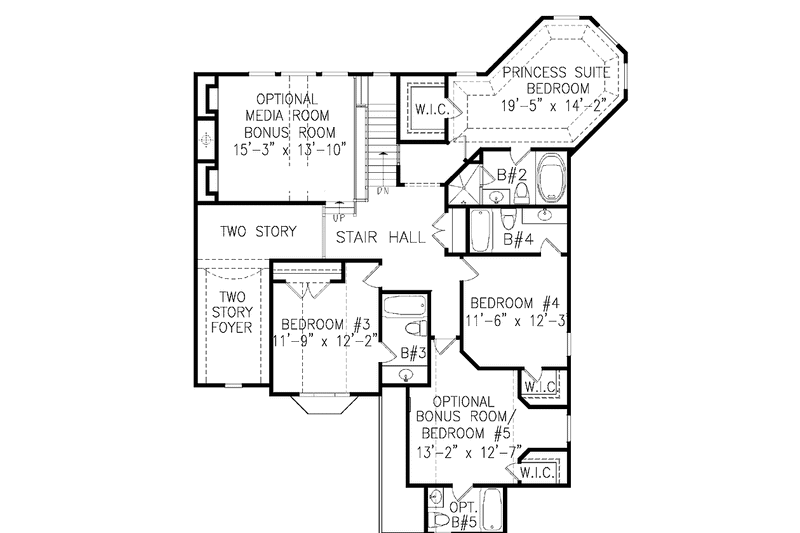 Home Plan - Floor Plan - Upper Floor for Traditional House Plan #54-330 - 4 bed, 4.5 bath
