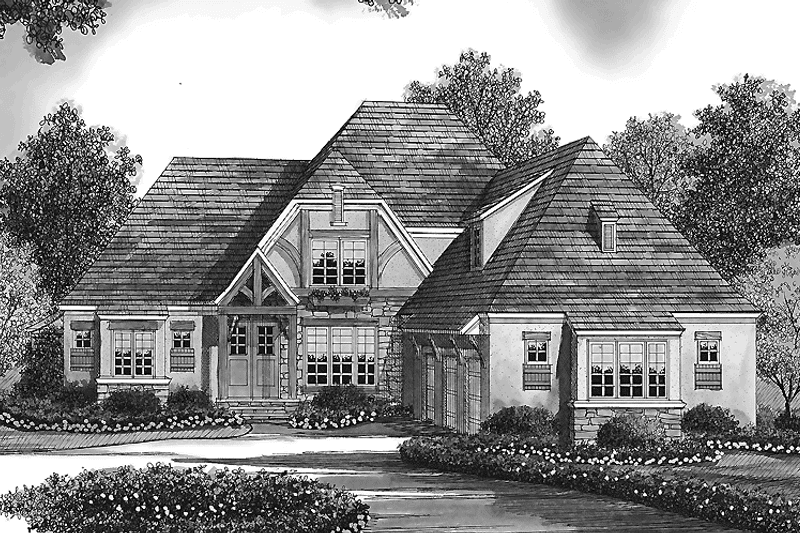 Dream House Plan - Exterior - Front Elevation 3 for Tudor House Plan #453-447 - 4 bed, 4.5 bath