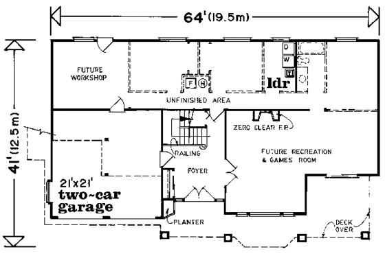 Floor Plan - Main Floor for European House Plan #47-588 - 3 bed, 2 bath