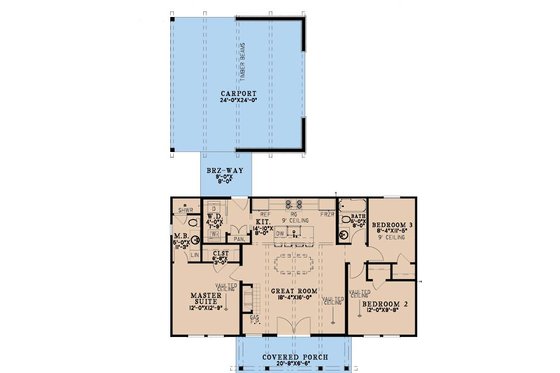 Floor Plan - Main Floor for Modern House Plan #923-471 - 3 bed, 2 bath