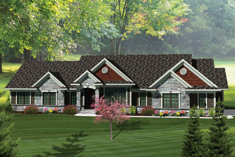 Home Plan - Ranch Exterior - Front Elevation Plan #70-1057