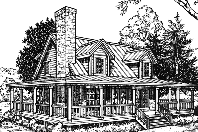 Architectural House Design - Country Exterior - Front Elevation Plan #140-176