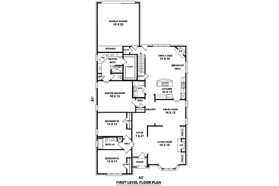 Floor Plan - Main Floor for European House Plan #81-1225 - 3 bed, 3 bath