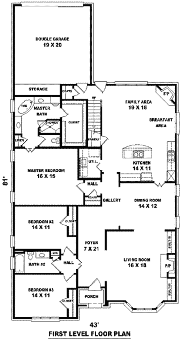 Floor Plan - Main Floor for European House Plan #81-1225 - 3 bed, 3 bath