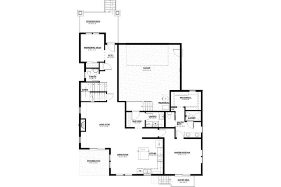 Floor Plan - Main Floor for Craftsman House Plan #895-100 - 4 bed, 2.5 bath