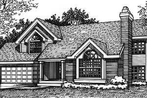 House Design - Exterior - Front Elevation for Prairie House Plan #320-1068 - 3 bed, 2.5 bath