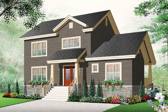 Exterior - Front Elevation 3 for Traditional House Plan #23-2508 - 3 bed, 1.5 bath