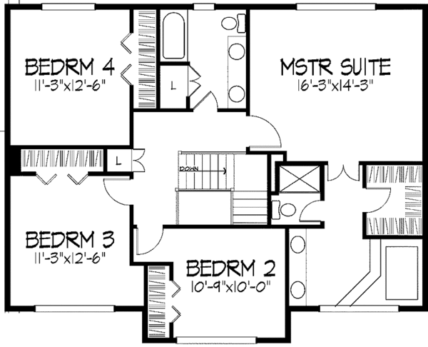 House Design - Tudor Floor Plan - Upper Floor Plan #51-916