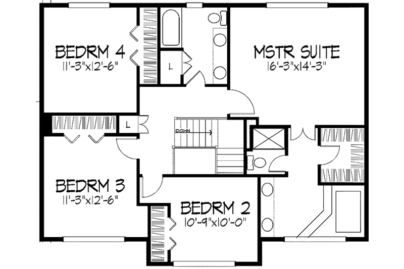Home Plan - Floor Plan - Upper Floor for Tudor House Plan #51-916 - 4 bed, 2.5 bath