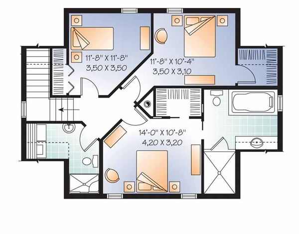 Architectural House Design - Colonial Floor Plan - Upper Floor Plan #23-2487