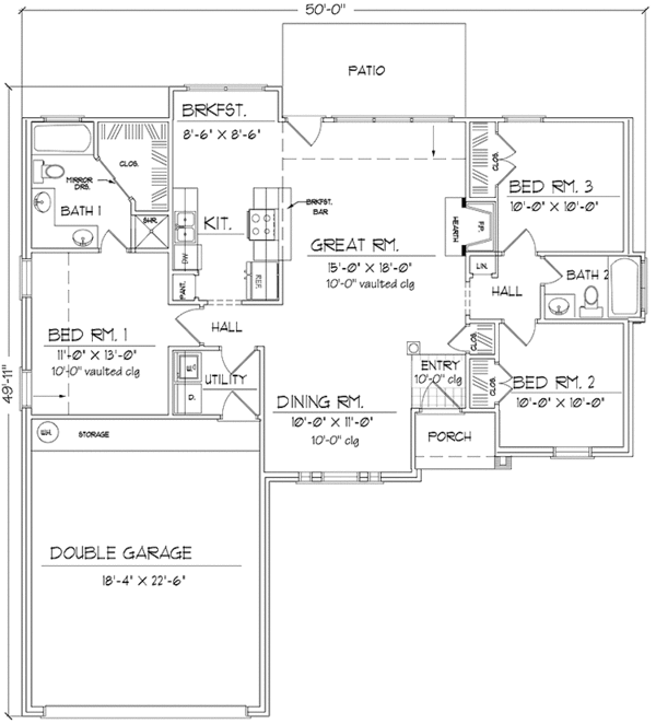 House Plan Design - Traditional Floor Plan - Main Floor Plan #42-671