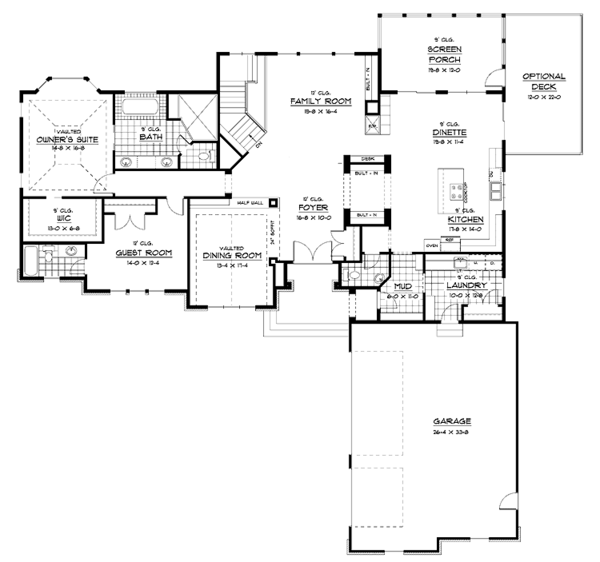 Architectural House Design - Ranch Floor Plan - Main Floor Plan #51-684