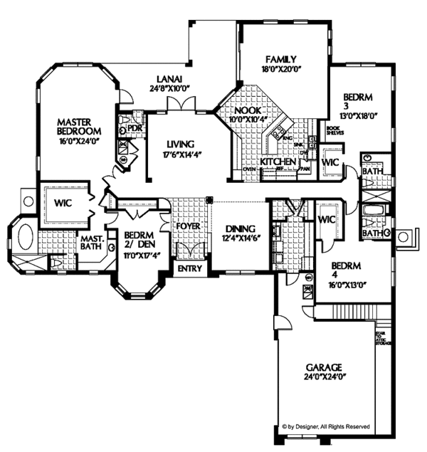 House Plan Design - Mediterranean Floor Plan - Main Floor Plan #999-17