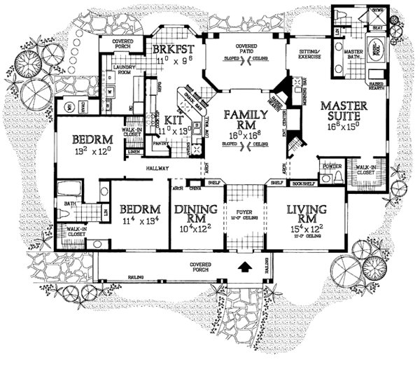 Architectural House Design - Country Floor Plan - Main Floor Plan #72-1006