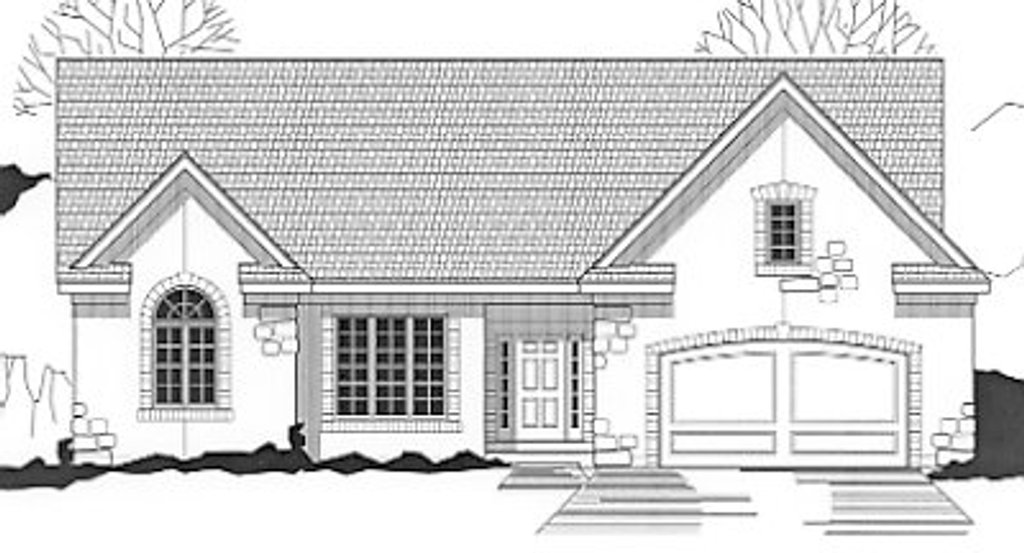 Exterior - Front Elevation 2 for European House Plan #67-281 - 3 bed, 2 bath