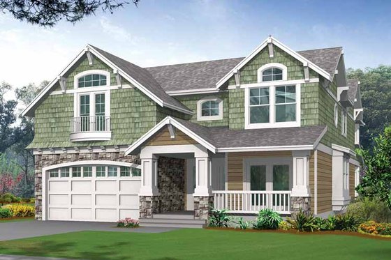 Exterior - Front Elevation 3 for Craftsman House Plan #132-243 - 3 bed, 2.5 bath