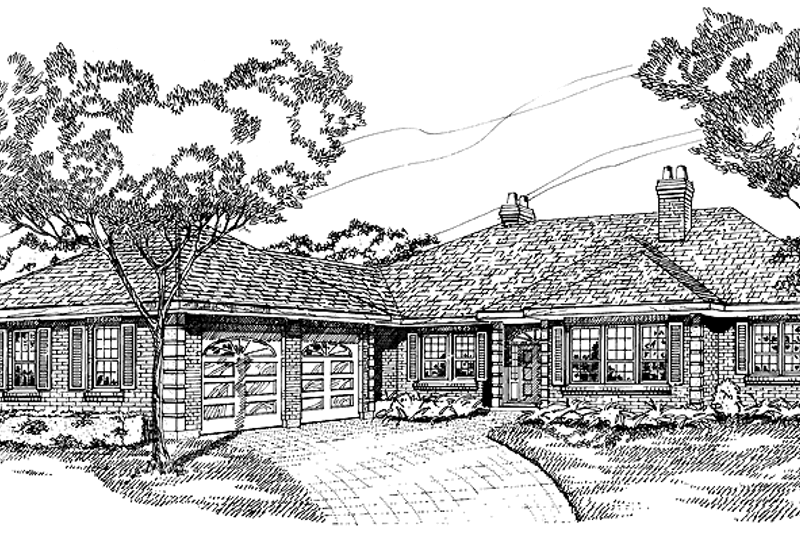 Architectural House Design - Prairie Exterior - Front Elevation Plan #47-986