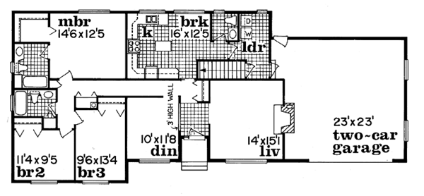 House Blueprint - Ranch Floor Plan - Main Floor Plan #47-702