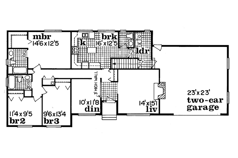 Dream House Plan - Floor Plan - Main Floor for Ranch House Plan #47-702 - 3 bed, 2.5 bath