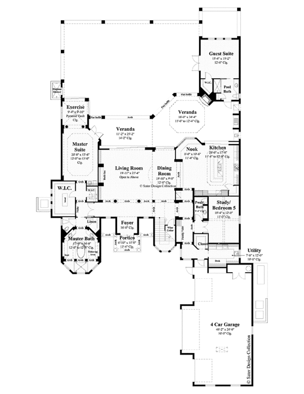 Architectural House Design - Mediterranean Floor Plan - Main Floor Plan #930-440