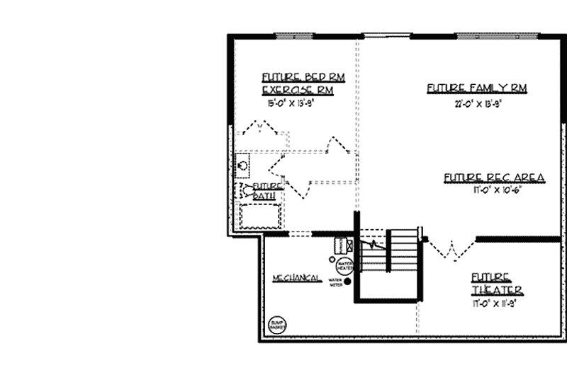 Dream House Plan - Floor Plan - Lower Floor for European House Plan #320-1478 - 4 bed, 2.5 bath