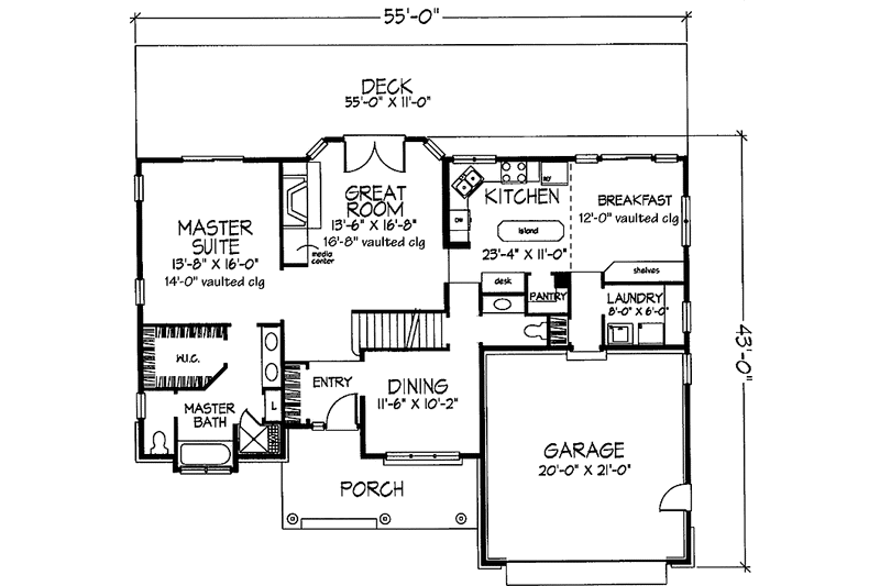 Home Plan - Floor Plan - Main Floor for Country House Plan #320-558 - 3 bed, 2.5 bath