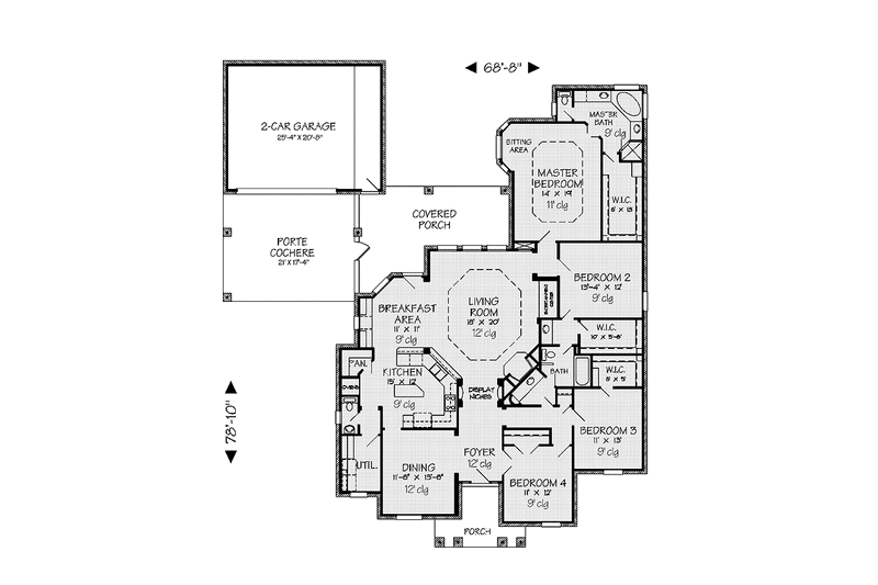 Architectural House Design - Floor Plan - Main Floor for Country House Plan #968-22 - 4 bed, 2.5 bath