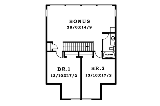 Floor Plan - Upper Floor for Craftsman House Plan #943-7 - 3 bed, 2.5 bath