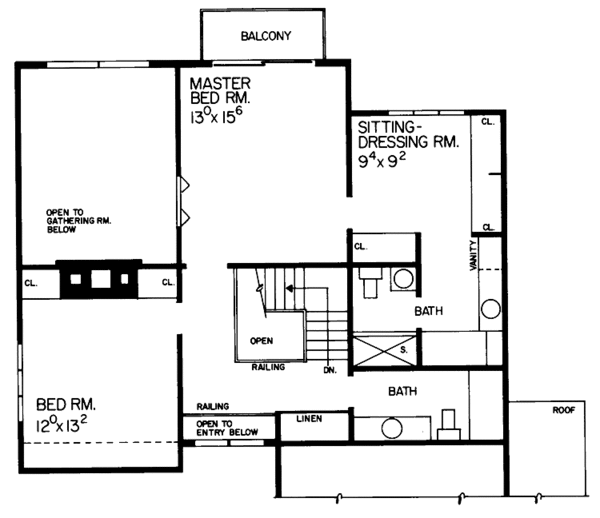 House Blueprint - Contemporary Floor Plan - Upper Floor Plan #72-702