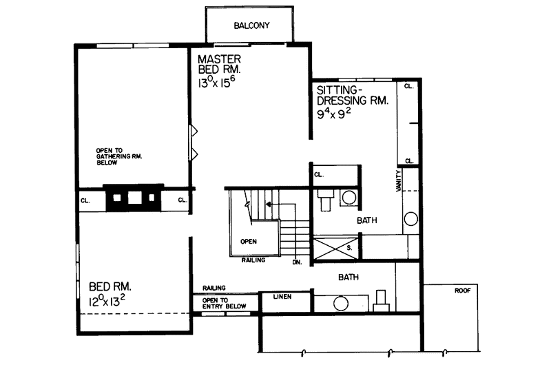 Home Plan - Floor Plan - Upper Floor for Contemporary House Plan #72-702 - 3 bed, 3.5 bath