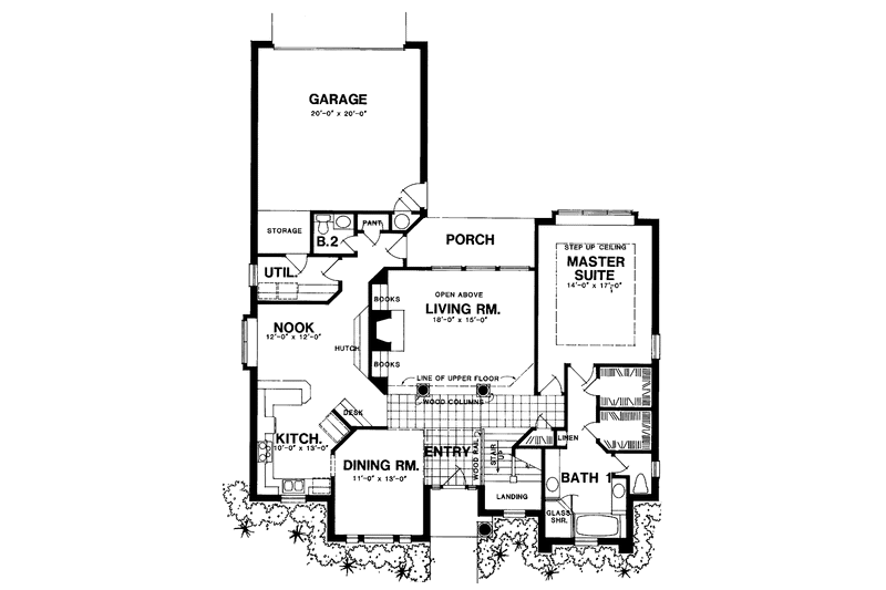 Home Plan - Floor Plan - Main Floor for Colonial House Plan #40-446 - 4 bed, 2.5 bath