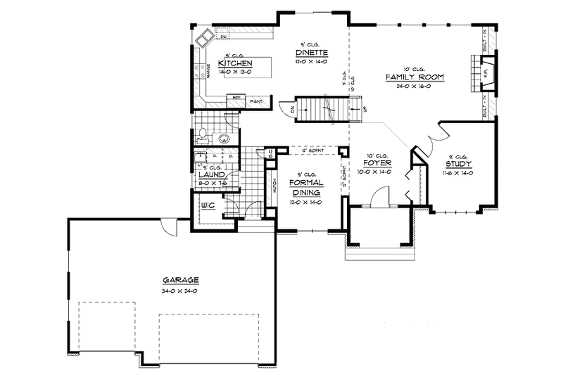 House Blueprint - Floor Plan - Main Floor for European House Plan #51-620 - 3 bed, 2.5 bath