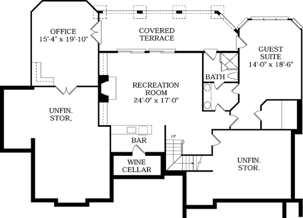 Architectural House Design - Mediterranean Floor Plan - Lower Floor Plan #453-222