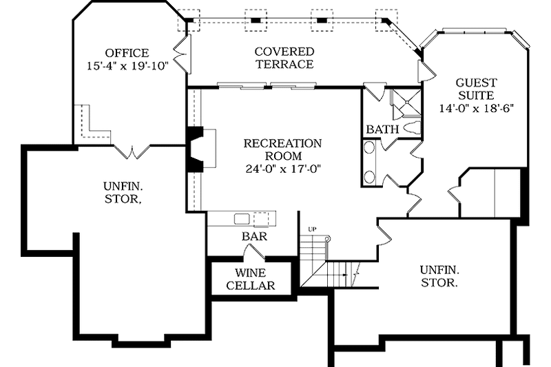 Home Plan - Floor Plan - Lower Floor for Mediterranean House Plan #453-222 - 4 bed, 3.5 bath