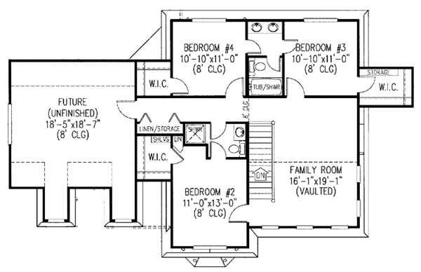 Home Plan - Country Floor Plan - Upper Floor Plan #11-252