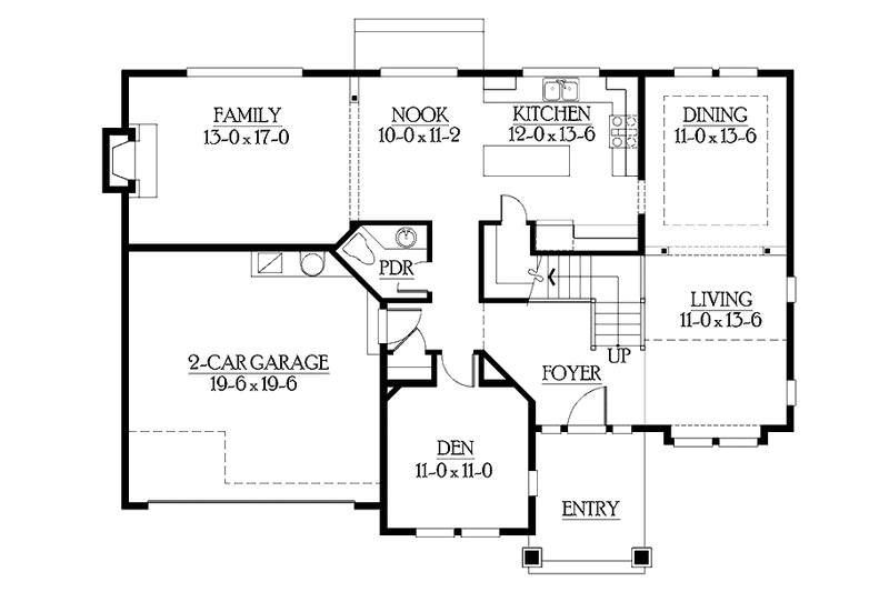 House Plan Design - Floor Plan - Main Floor for Craftsman House Plan #132-303 - 3 bed, 2.5 bath