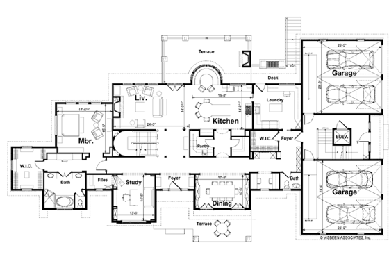 Floor Plan - Main Floor for European House Plan #928-66 - 4 bed, 3.5 bath