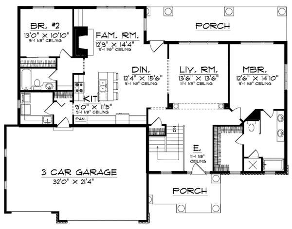 Home Plan - European Floor Plan - Main Floor Plan #70-1374