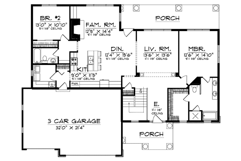 Dream House Plan - Floor Plan - Main Floor for European House Plan #70-1374 - 2 bed, 2 bath