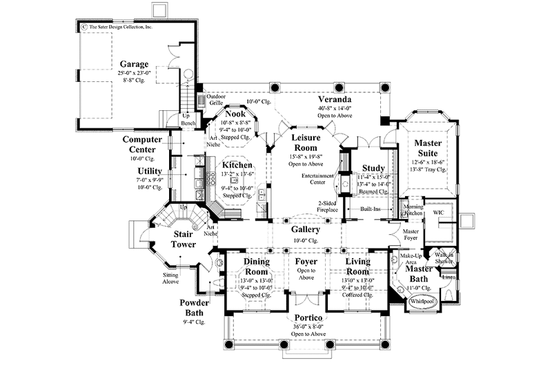 House Design - Floor Plan - Main Floor for Classical House Plan #930-269 - 4 bed, 3.5 bath